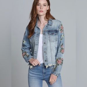 Driftwood Jeans Floral Embroidered Denim Jacket